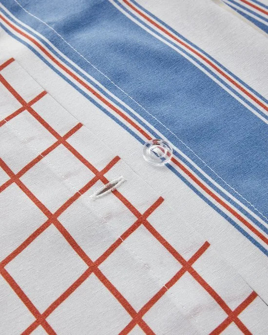 English Home Dekbedovertrekset - Natural Lines - Easy Iron - 2 kussenslopen - 200 x 220 cm - Blauw