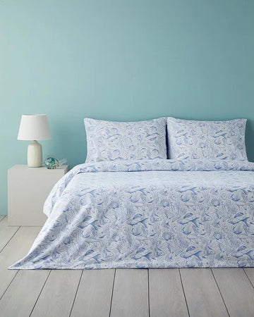 English Home Dekbedovertrekset - Underwater Wonders -100% Katoen - King Size - 2 kussenslopen - 240 x 220 cm - Blauw