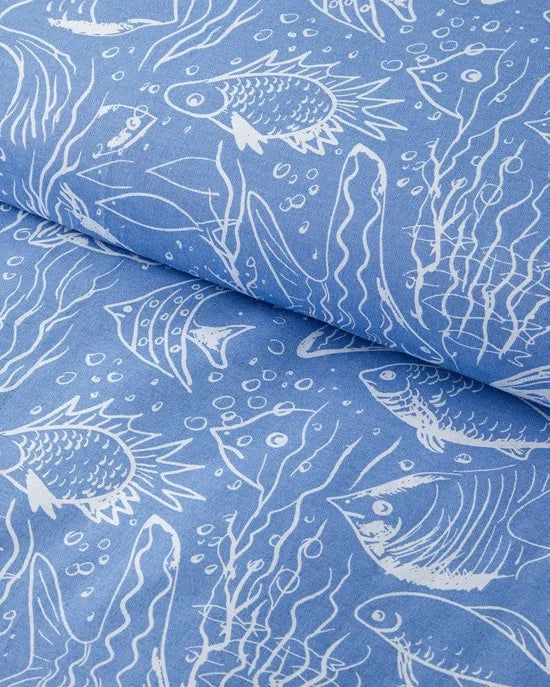 English Home Dekbedovertrekset - Underwater Wonders -100% Katoen - King Size - 2 kussenslopen - 240 x 220 cm - Blauw
