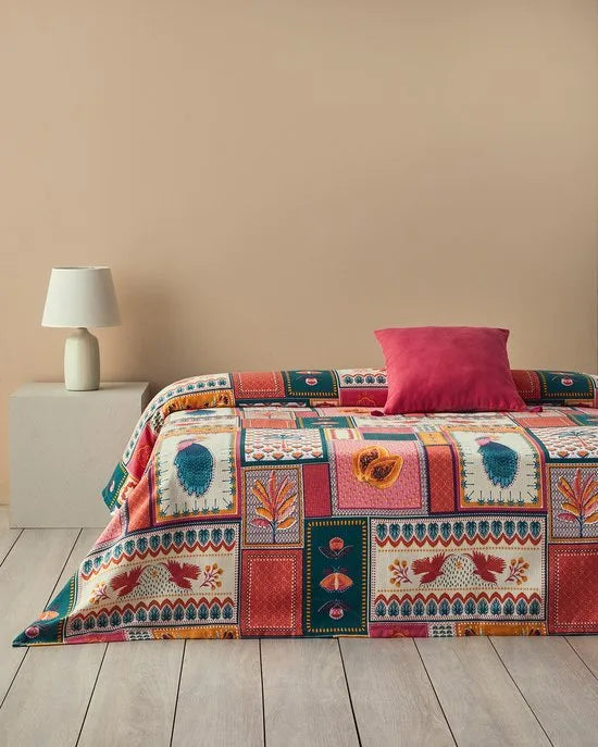 English Home - Deken - Bedsprei - Zomerdeken - EenPersoons - Stijl Patchwork -150x220 cm - Kleurrijk