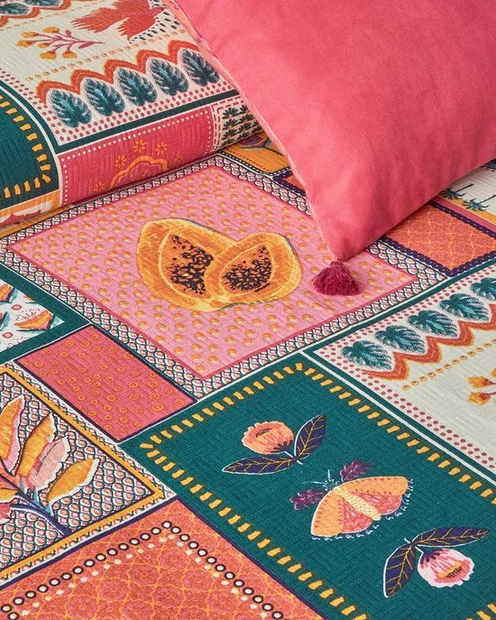 English Home - Deken - Bedsprei - Zomerdeken - EenPersoons - Stijl Patchwork -150x220 cm - Kleurrijk