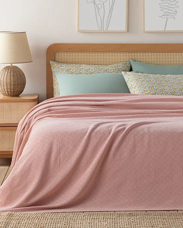 English Home - Deken - Zomerdeken - Tweepersoons - 100% Katoen - 200x220 cm - Roze