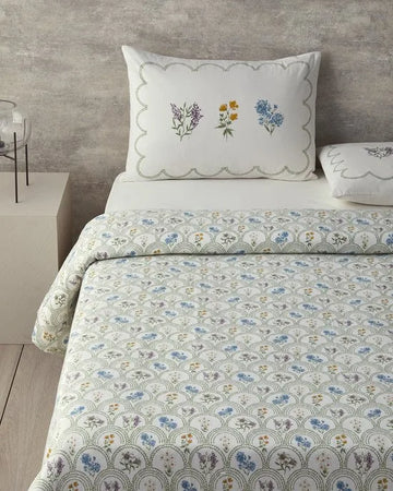English Home - Deken - Zomerdekenset - Luxe uitvoering- Incl. Laken 240x260 -Tweepersoons - 100% Katoen - 200x220 cm - Groen Beige