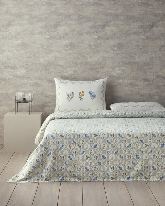 English Home - Deken - Zomerdekenset - Luxe uitvoering- Incl. Laken 240x260 -Tweepersoons - 100% Katoen - 200x220 cm - Groen Beige