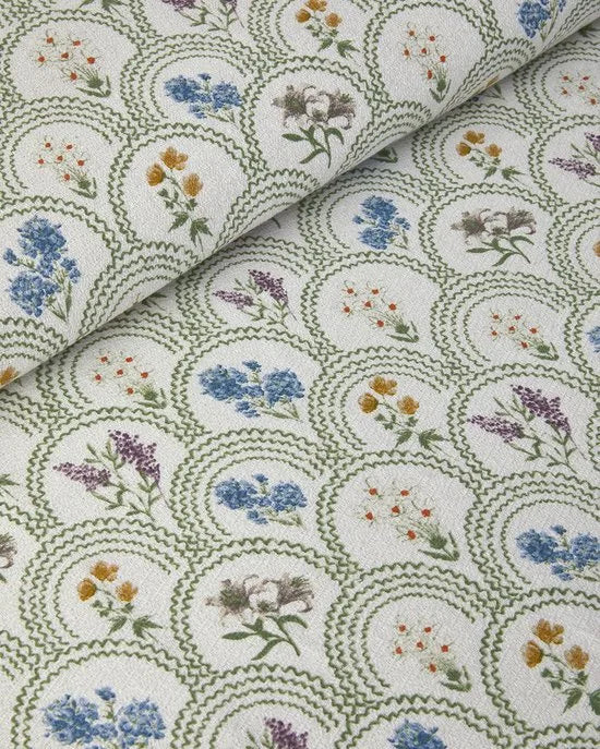 English Home Charming Lines- Zomerdeken - Tweepersoons - 100% Katoen - 200x220 cm - Kleurrijk – Groen beige 240 x 260