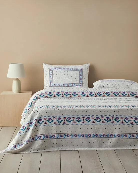 English Home - Deken - Zomerdekenset - Tweepersoons - 100% Katoen - 200 x 220 cm - Blauw - Roze