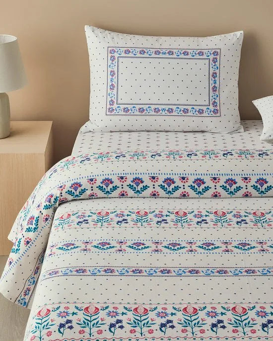 English Home - Deken - Zomerdekenset - Tweepersoons - 100% Katoen - 200 x 220 cm - Blauw - Roze