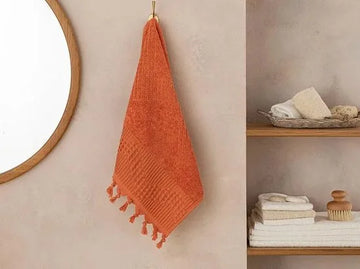English Home Delta Cottony fringed Face Towel 50x70 cm Brick Red- 2 stuks