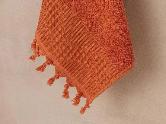 English Home Delta Cottony fringed Face Towel 50x70 cm Brick Red- 2 stuks