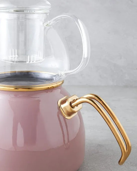 English Home Eliza Theepotset - 1.1 litre - 2.3 litre - Emaille - Oud Roze