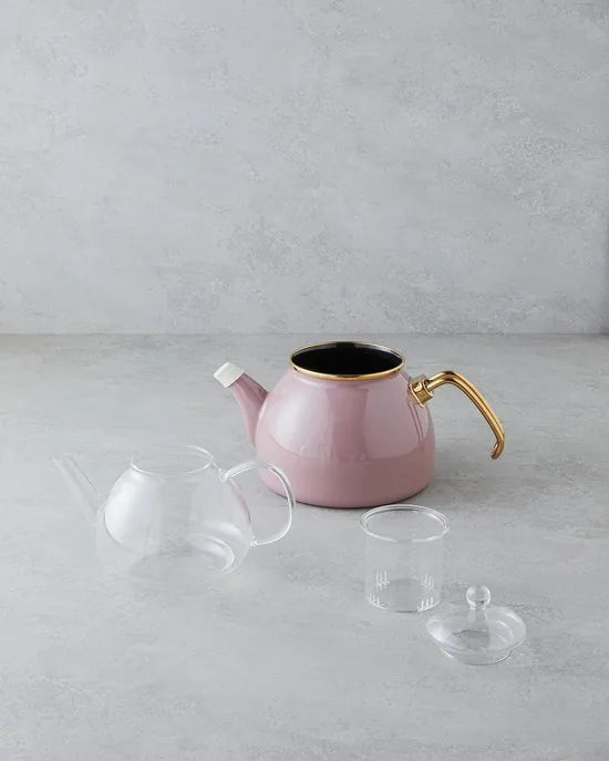 English Home Eliza Theepotset - 1.1 litre - 2.3 litre - Emaille - Oud Roze