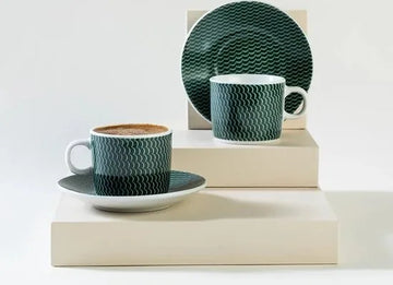 English Home espresso kopjes - Turkse koffie kopjes - 2 Persoons - 80ml - Groen