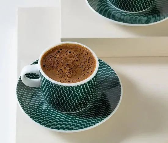 English Home espresso kopjes - Turkse koffie kopjes - 2 Persoons - 80ml - Groen