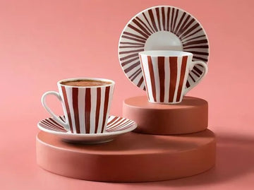 English Home espresso kopjes - Turkse koffie kopjes - 2 Persoons - 80ml - Rood