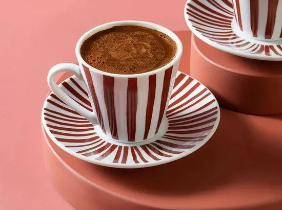 English Home espresso kopjes - Turkse koffie kopjes - 2 Persoons - 80ml - Rood