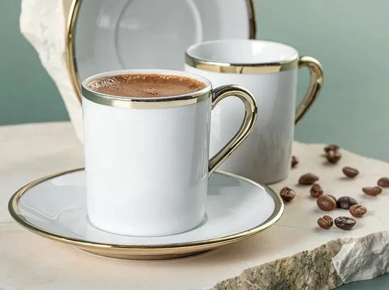 English Home espresso kopjes - Turkse koffie kopjes - 2 Persoons - 80ml - Wit