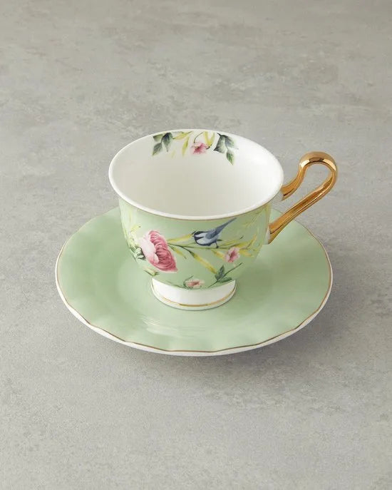 English Home espresso kopjes - Vanilla New Bone China -Turkse koffie kopjes - 2 Persoons - 90ml - Turquoise/Groen
