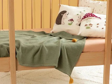 English Home Gebreid Babydeken -Ledikant deken- Wiegdeken - 80x120 cm - Groen