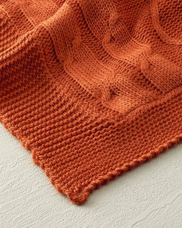 English Home - Gebreid Plaid - Woondeken - 130x170 cm - Rood-Bruin (Brick)