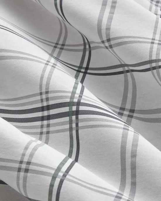 English Home - Graphic Grid - Dekbedovertrekset - Easy Iron - Eenpersoons - 100% Katoen - 1 kussensloop - 160 x 220 cm - Grijs