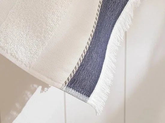 English Home handdoeken - 2 stuks - 50x70 cm - Ecru Donker Blauw