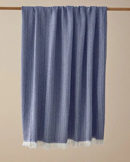 English Home - Helena - Katoen - Gebreid Plaid - Woondeken - Banksprei - 130x170 cm - Blauw