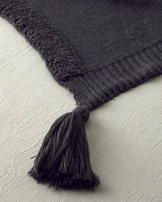 English Home - Helena - Katoen - Gebreid Plaid - Woondeken - Banksprei - 130x170 cm - Blauw – Antracite