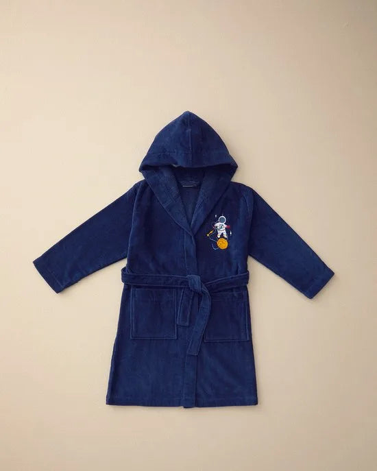 English Home - Kinderbadjas - 100% katoen - 6-8 Jaar - Donkerblauw