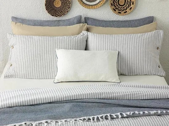 English Home King Size dekbedovertrekset - 240x220 cm – Grijs – Blauw