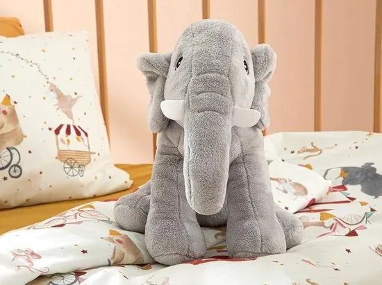 English Home knuffel dier - Olifant - 30x36 Cm - Grijs