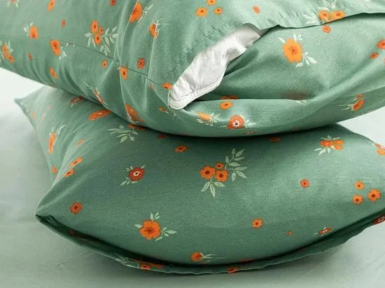 English Home kussensloop - 50x70 cm - 2 stuk - Wit – Groen-geel