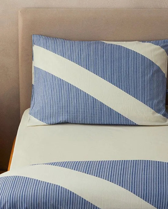 English Home Leaf Dream Dekbedovertrek Eenpersoons 160x220 cm – Incl. Laken 160x230 cm & Kussensloop – Makkelijk te Strijken – Blauw