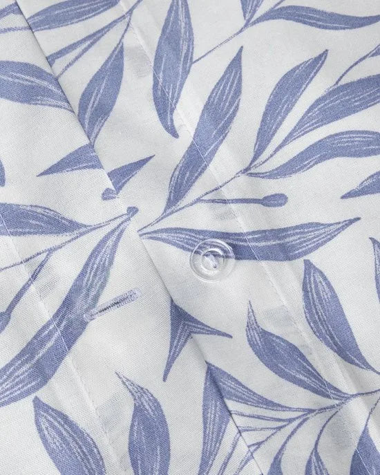 English Home Leaf Dream Dekbedovertrek Eenpersoons 160x220 cm – Incl. Laken 160x230 cm & Kussensloop – Makkelijk te Strijken – Blauw