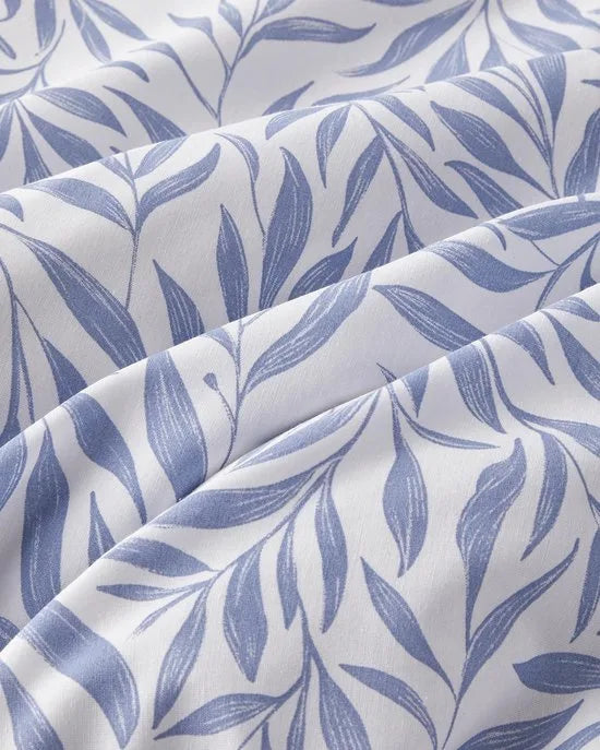 English Home Leaf Dream Dekbedovertrek Eenpersoons 160x220 cm – Incl. Laken 160x230 cm & Kussensloop – Makkelijk te Strijken – Blauw