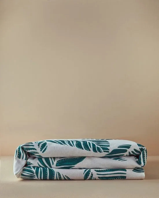English Home - Leafy Wonder Zomerdeken -Deken- Tweepersoons - 100% Katoen - 200x220 cm – Groen