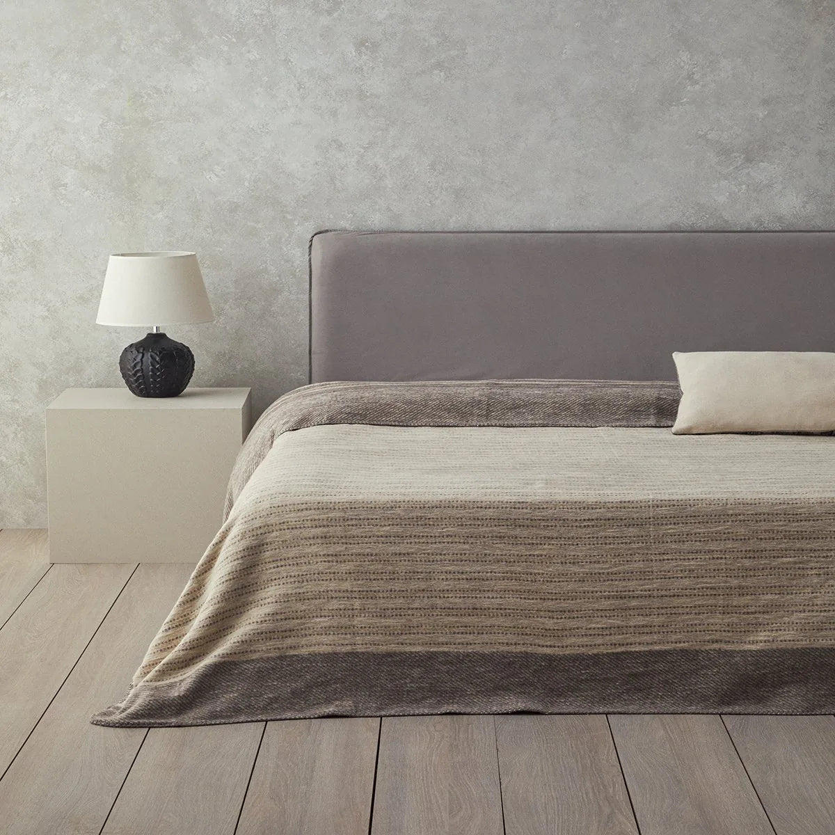 English Home Luxe Katoenen Dubbel Deken - 200x220 cm - Grijs