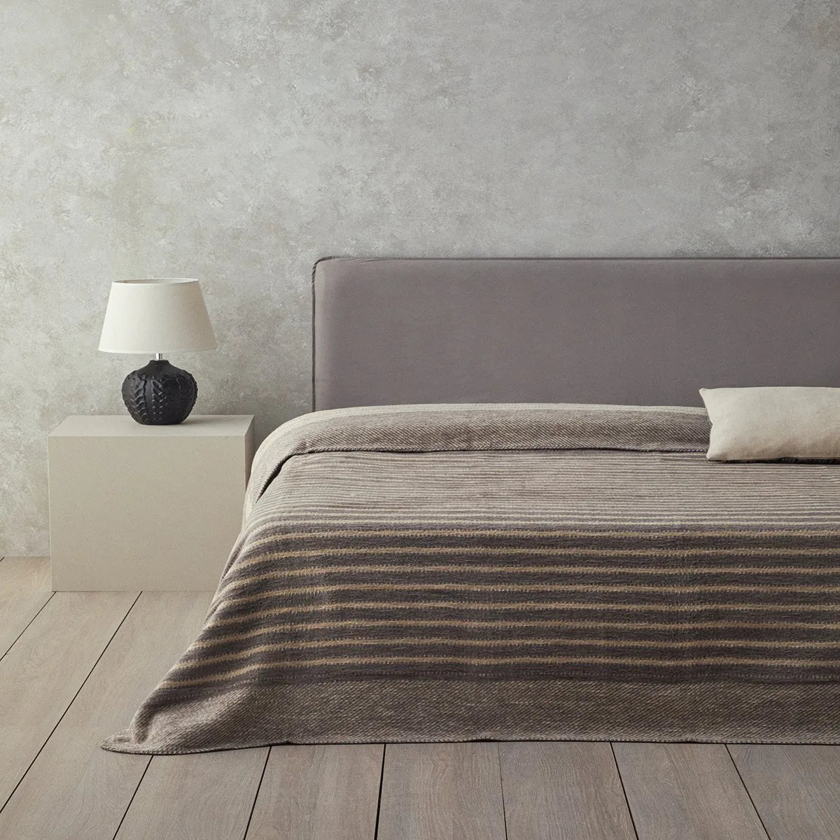English Home Luxe Katoenen Dubbel Deken - 200x220 cm - Grijs