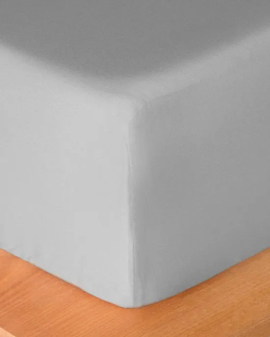 English Home - Micell Katoensatijn Premium Hoeslaken - Tweepersoons - 100% Katoen - 160x200 cm - Wit – Zilver/ grijs