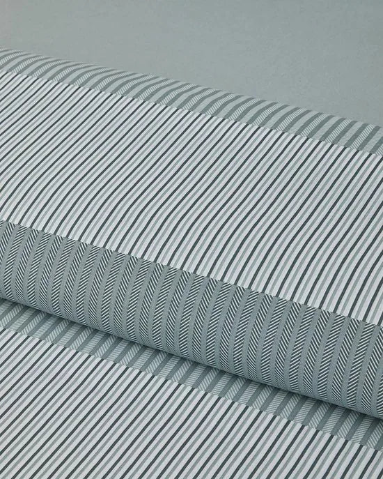 English Home - Modern Strip - Dekbedovertrekset - Easy Iron - Eenpersoons - Double Sided - Incl. hoeslaken 100x200 - 1 kussensloop - 160 x 220 cm - Groen