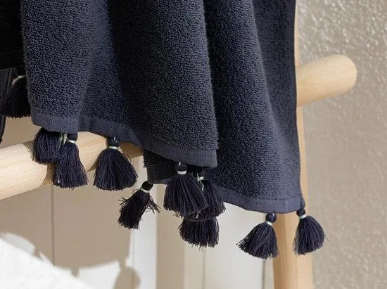 English Home Nico Cottony Fringed Bath Towel 70x140 cm Anthracite- 1 stuk