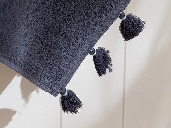 English Home Nico Cottony Fringed Face Towel 50x70 cm Anthracite- 1 stuk -