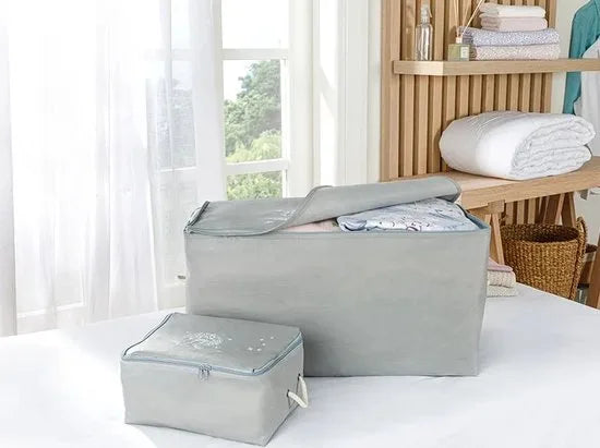 English Home opbergtas - 2 Stuks - 30x22x18 cm - licht grijs