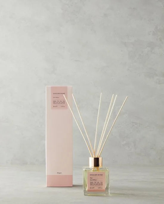 English Home Pure Geurstokjes 100 ml – Reed Diffuser – Frisse Linnen Geur – Citroen, Bloemen & Vanille – Voor Woonkamer, Badkamer & Slaapkamer