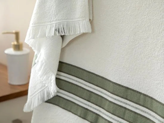 English Home Retro handdoekenset - 2 stuk - 50x85cm + 70x150cm - Groen
