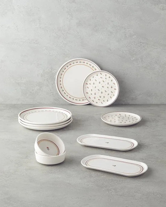 English Home Retro Ontbijtset - Serviesset 4-Persoons - 10 delig - Beige/Kleurrijk Keramiek