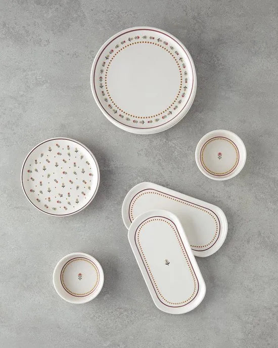 English Home Retro Ontbijtset - Serviesset 4-Persoons - 10 delig - Beige/Kleurrijk Keramiek