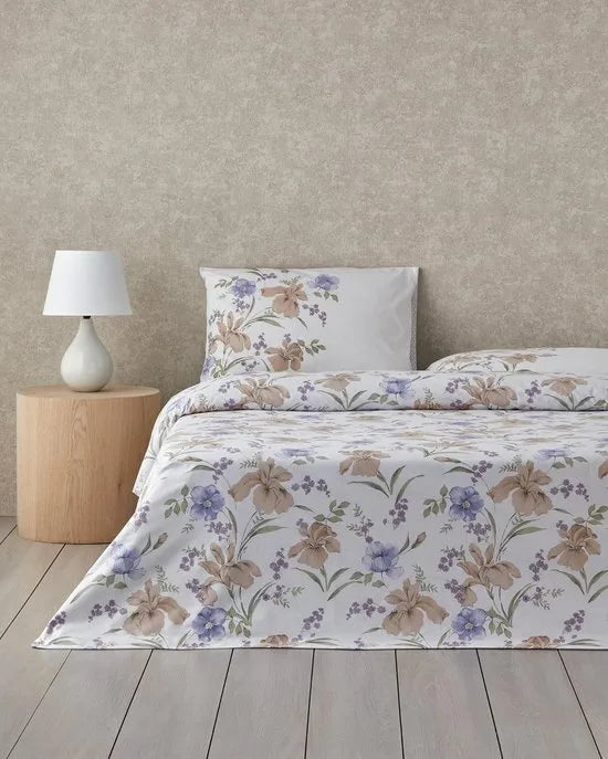 English Home - Rustic Blossom - Dekbedovertrekset - Eenpersoons - Incl. hoeslaken 100x200 - 1 kussensloop - 160 x 220 cm - Kleurrijk/Lila