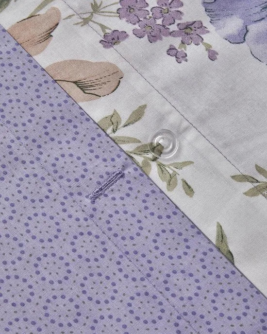English Home - Rustic Blossom - Dekbedovertrekset - Eenpersoons - Incl. hoeslaken 100x200 - 1 kussensloop - 160 x 220 cm - Kleurrijk/Lila
