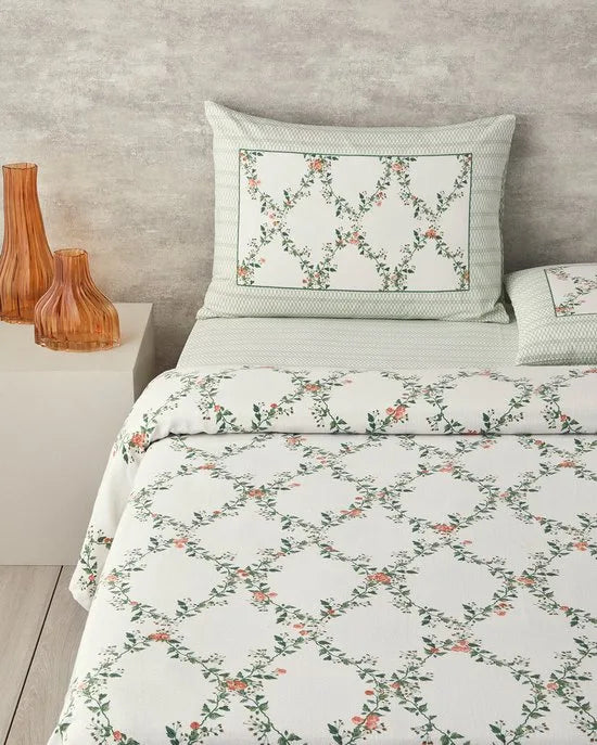 English Home - Slice Zomerdekenset - Luxe Uitvoering -Tweepersoons - Incl. laken 240x260- Flat sheet - Incl. 2 Kussenslopen -100% Katoen - 200 x 220 cm - Groen