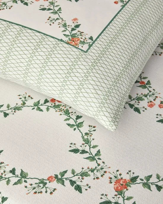 English Home - Slice Zomerdekenset - Luxe Uitvoering -Tweepersoons - Incl. laken 240x260- Flat sheet - Incl. 2 Kussenslopen -100% Katoen - 200 x 220 cm - Groen
